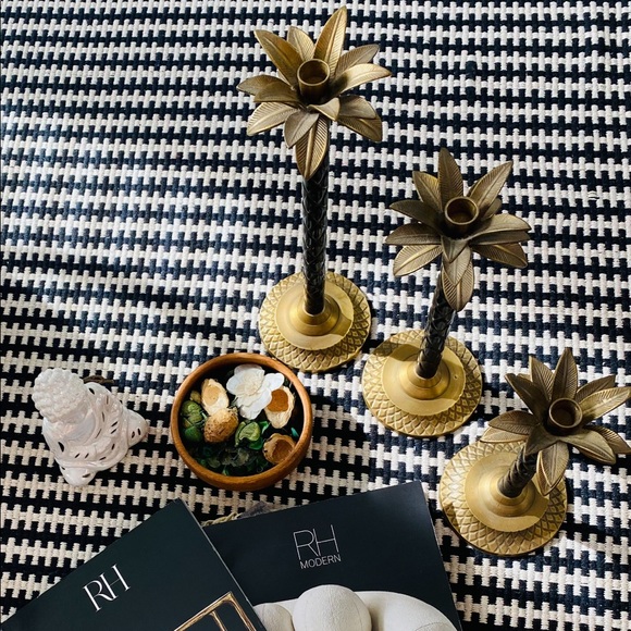 3 Graduated Height Brass Candle Stick Holders - Picture 2 of 12